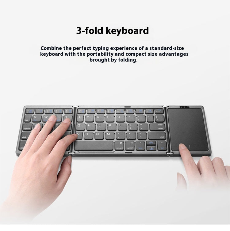 Three Folding Wireless Bluetooth Keyboard Touch Pad